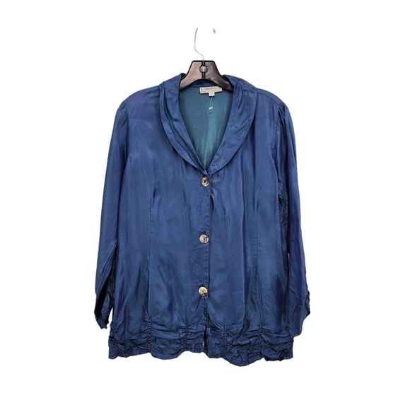 Hanna for La Journee Women's Shawl Collar Button Front Top - Picture 1 of 7